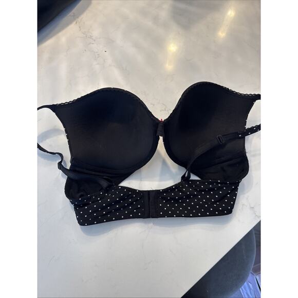 Torrid Plunge Push Up Bra Size 40DD Black White Polka Dot Bow Retro Underwire - Picture 8 of 9